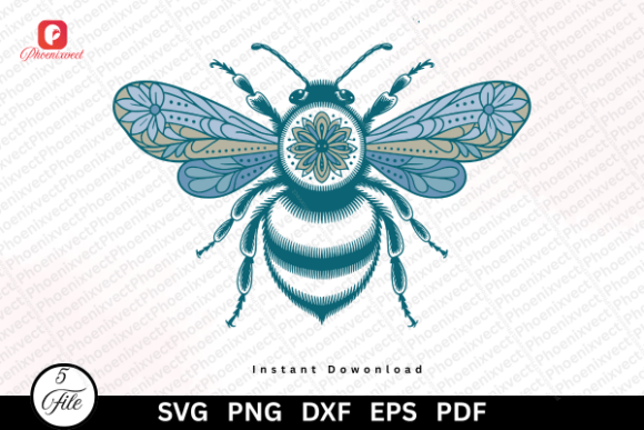 Boho Floral Honey Bee SVG: A Modern Botanical Icon