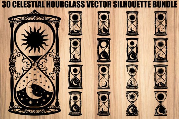 Celestial Hourglass Silhouette Bundle: Timeless Cosmic Design