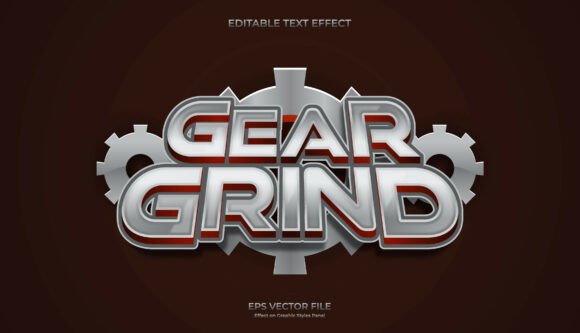 Decorative Silver Gear Grind Text Effect for Bold Designs