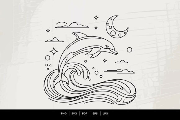 Elegant Dolphin Wave Line Art: A Designer's Essential