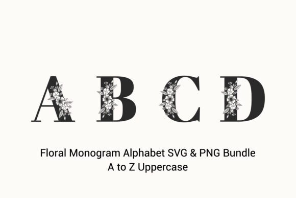 Elegant Floral Monogram Alphabet: SVG & PNG Design Set