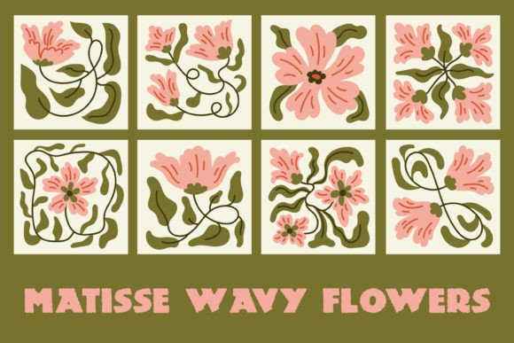 Matisse Wavy Flowers: A Groovy Botanical Design Set