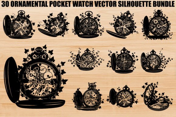Ornamental Pocket Watch Bundle: Timeless Vector Art for Crafters