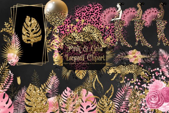 Pink and Gold Leopard Clipart: Your Design Toolkit