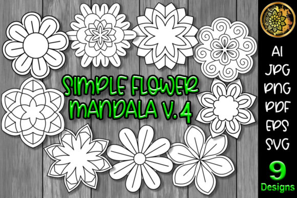 Simple Flower Mandala Set-4: Instant DIY Art for Relaxation