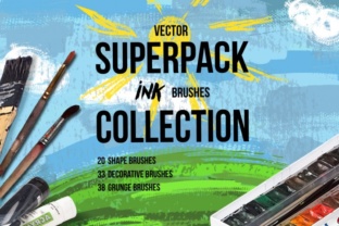 Superpack: 91 Ink Brushes for Illustrator