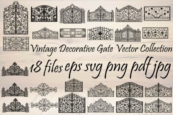 Timeless Ironwork: The Vintage Decorative Gate Vector Collection